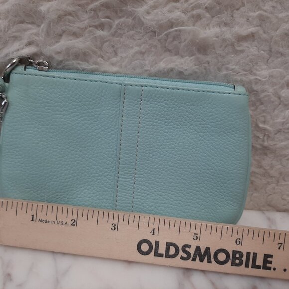 Coach Leather Wristlet Pouch Blue Leather - Picture 2 of 8